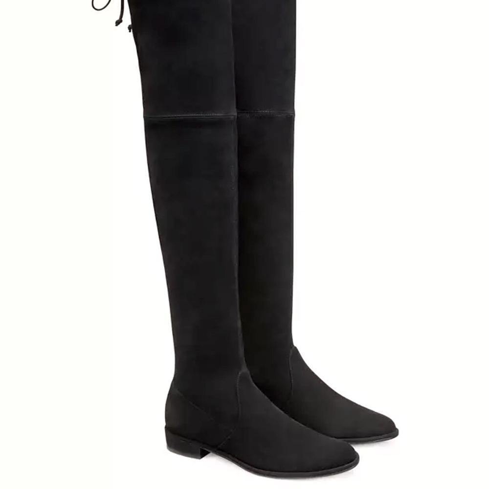 Stuart Weitzman Lowland Black Suede Boots Size 7.5 Wide